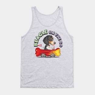 fun loving dog tri colored  Beagle dog vintage Driving  Car fur baby Tank Top